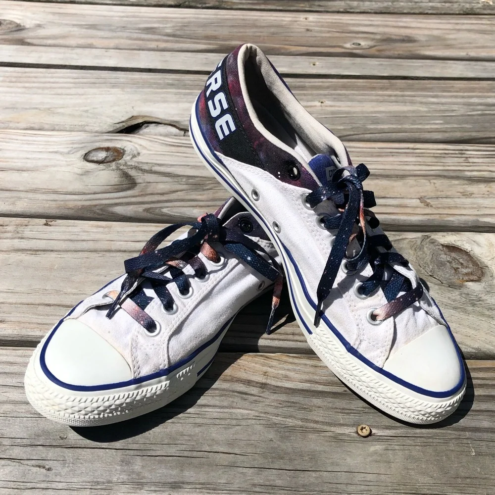 - Converse Sz 10 White/Galaxy Converse All-Stars! NEW GALAXY LACES! EUC! - Picture 5 of 14